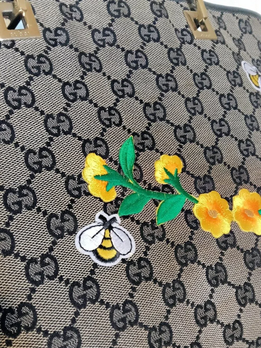 Custom - Gucci Tote - Bee and Floral Embellished
